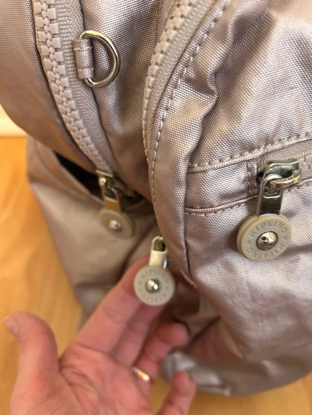 Kipling Pink Metallic Diaper Bag/Backpack- 15.5”